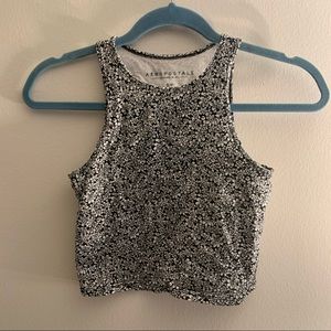 Black and White Floral Crop Top